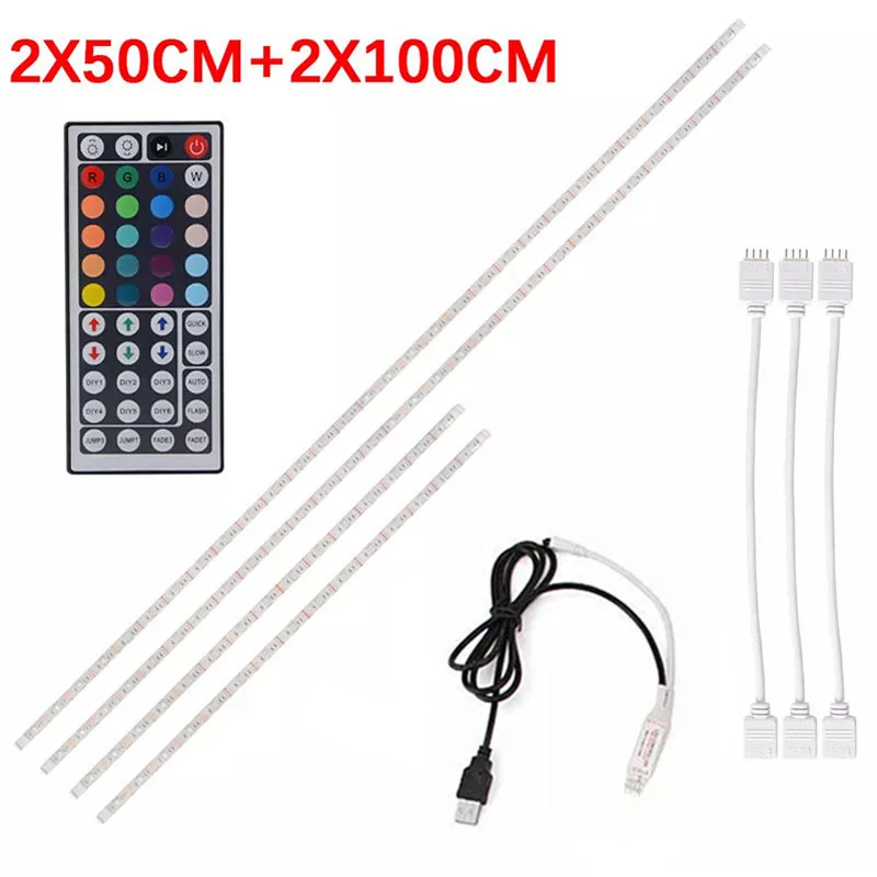 2x50 2x100 white pcb 1 м 2 м 3 м ТВ USB водостойкий SMD светодиодные полосы 5050 RGB многоцветный ТВ фон Настольный фон с подсветкой ТВ Компьютерный дисплей - Испускаемый цвет: 2x50 2x100 white pcb