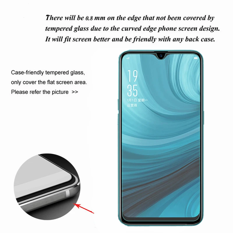 Protector de pantalla de vidrio templado para OPPO A7, pel&iacute;cula 9H, 2 uds.-1