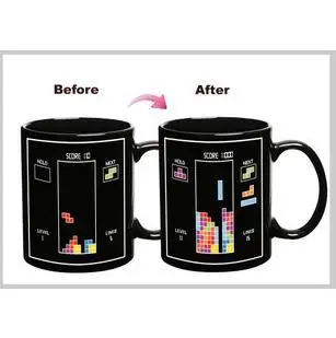 Небо и земля Mark Cup Tetris тепловое изменение цвета кружки - Цвет: Черный