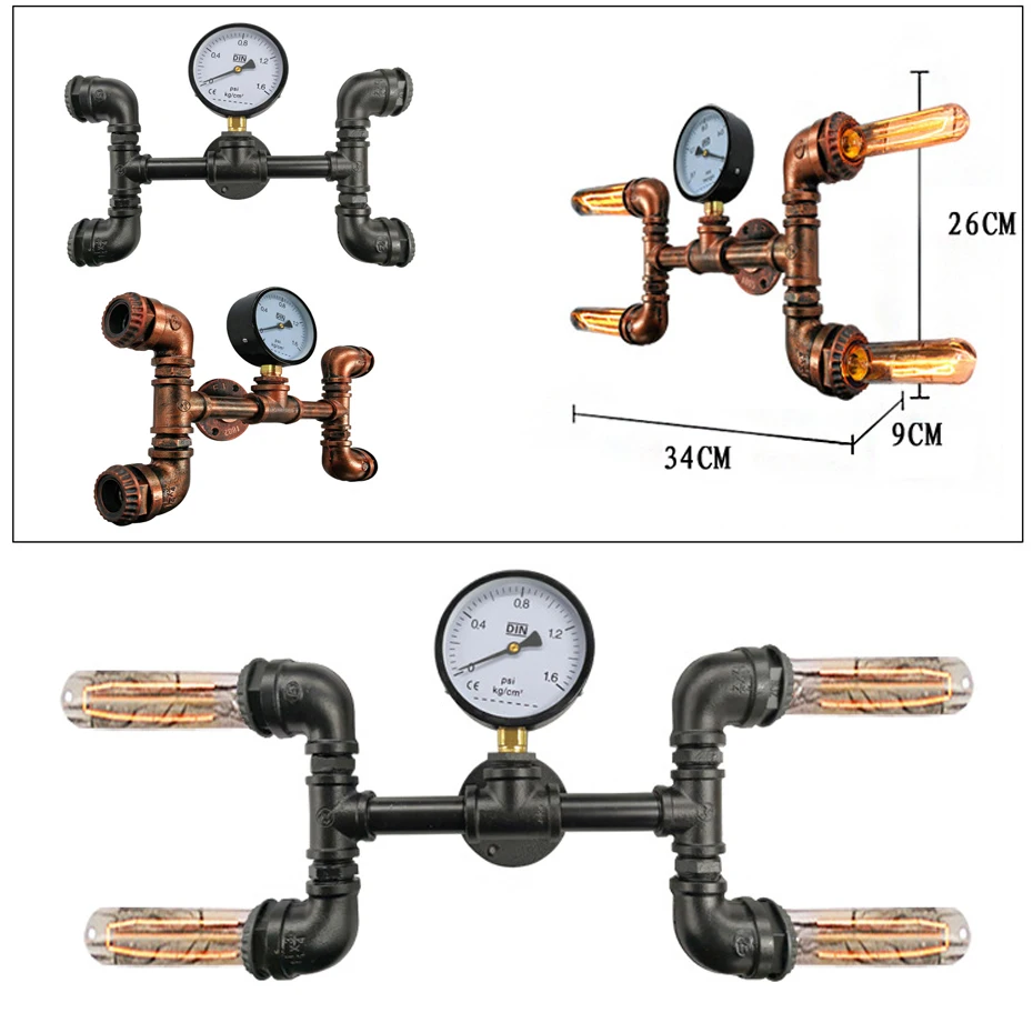 Индивидуальная креативная настенная лампа с 4 головками в стиле ретро