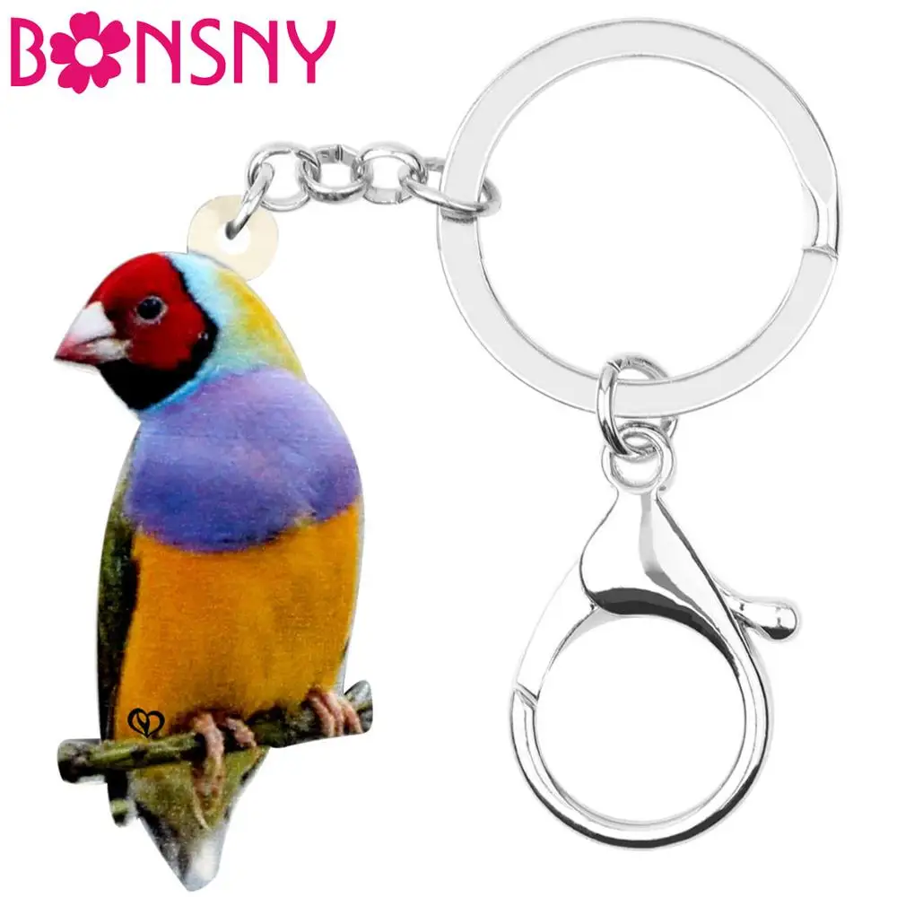 Bonsny эффектные акриловые милые кольца для ключей Lorikeet Parrot модные ювелирные