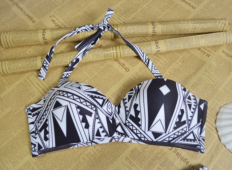 Женский купальник с принтом граффити винтажный высокой талией и пуш-апом | Спорт