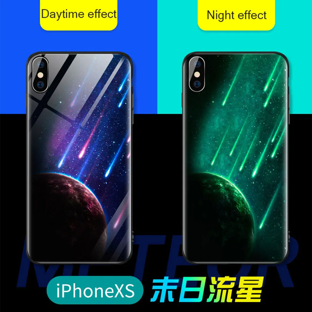 Светящийся чехол для телефона iPhone XR XS Max X 8 7 6S 6 Plus 5 5S SE из закаленного стекла