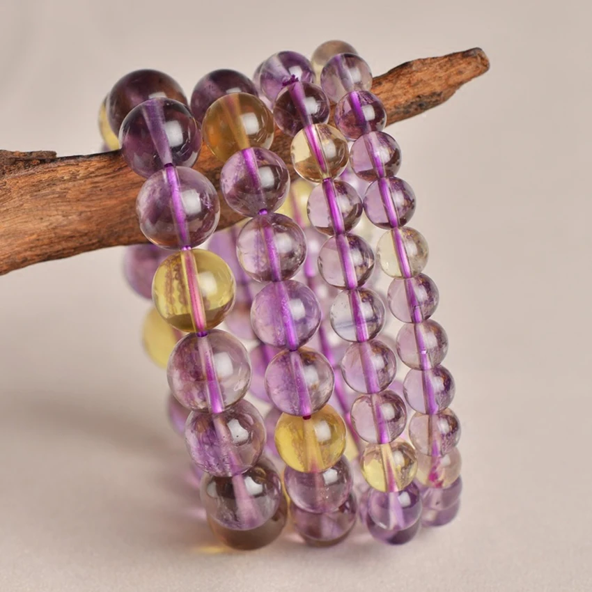 8 12 мм Природный Аметрин женский браслет с кристаллами цитриновые браслеты из