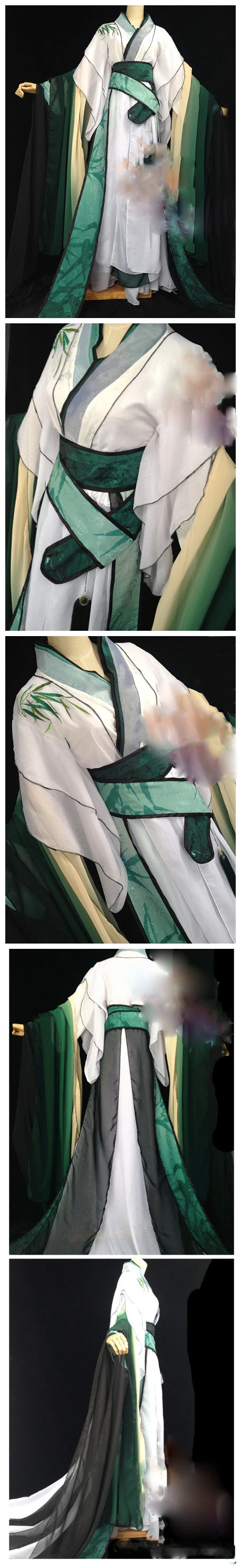 Plant Series Bamboo Personification Male Female Couple Lovers' Costume Hanfu Dark Green Cosplay Hanfu with Cloak Cos Qing Jiujiu