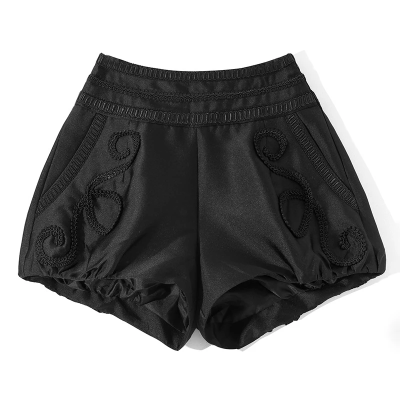 TWOTWINSTYLE Casual Embroidery Patchwork Women Shorts High Waist Hit Color Big Size Short Trousers Female Fashion Summer