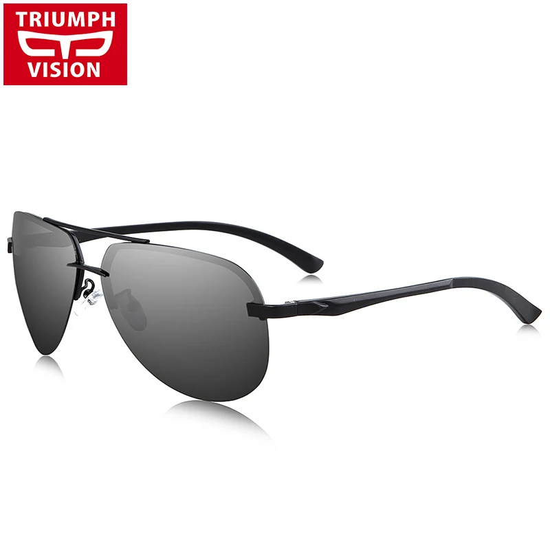 TRIUMPH VISION поляризованные мужские солнцезащитные очки Авиатор черное покрытие для вождения солнцезащитные очки мужские новые высококачественные металлические рамки Oculos - Цвет линз: 001