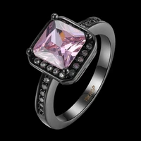 latest design black gun morganite pink cubic zirconia rings for women jewelry size 6 7 8 9 ar2030