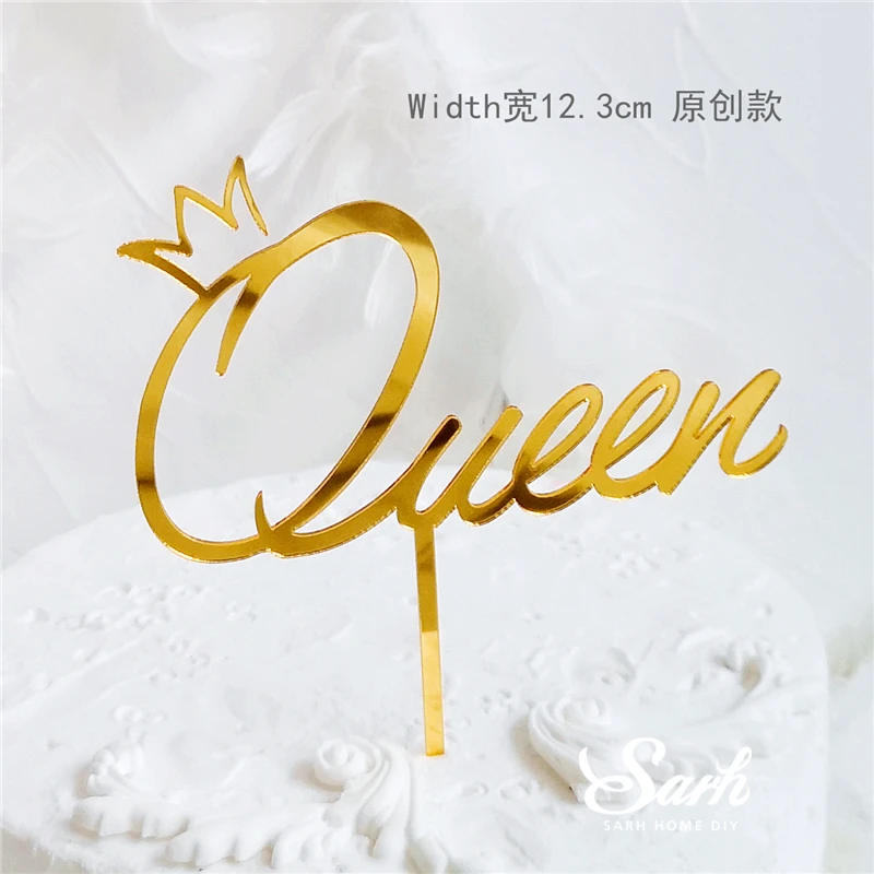 Блестящие топперы для торта Ins King Queen буквы ручного письма украшение на день