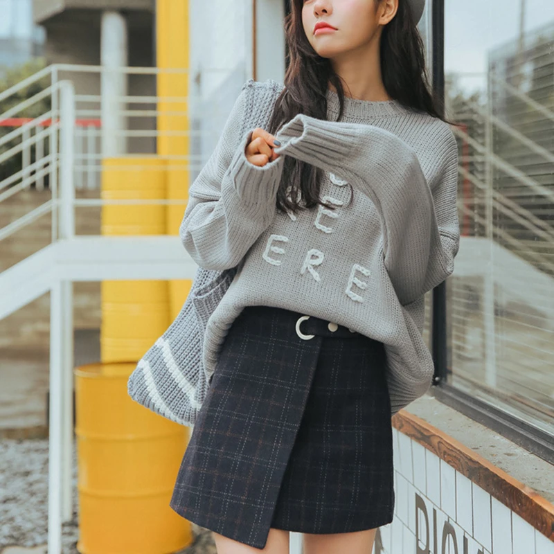 Винтажные короткие женские юбки plaid KA клетчатая юбка осень зима Женская Ретро