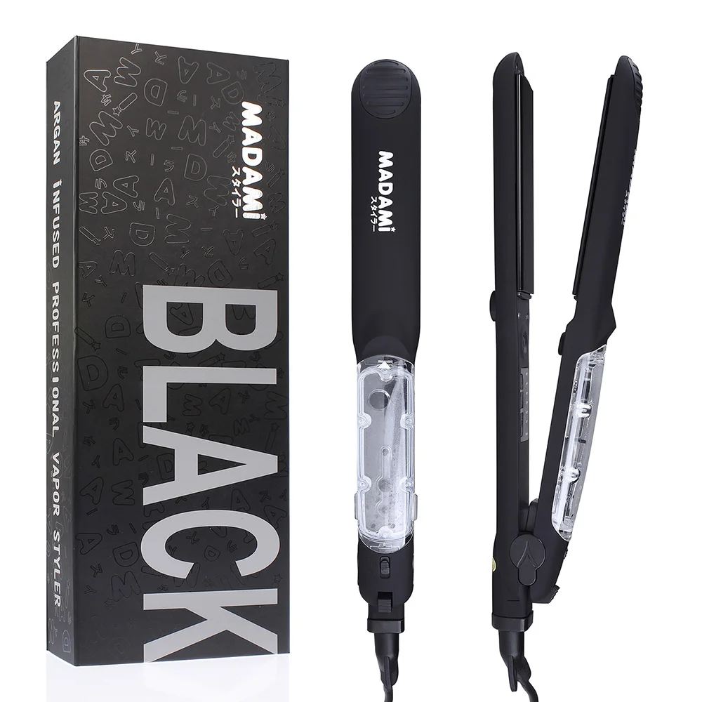 MADAMI профессиональный керамический паровой выпрямитель для волос черный плоский