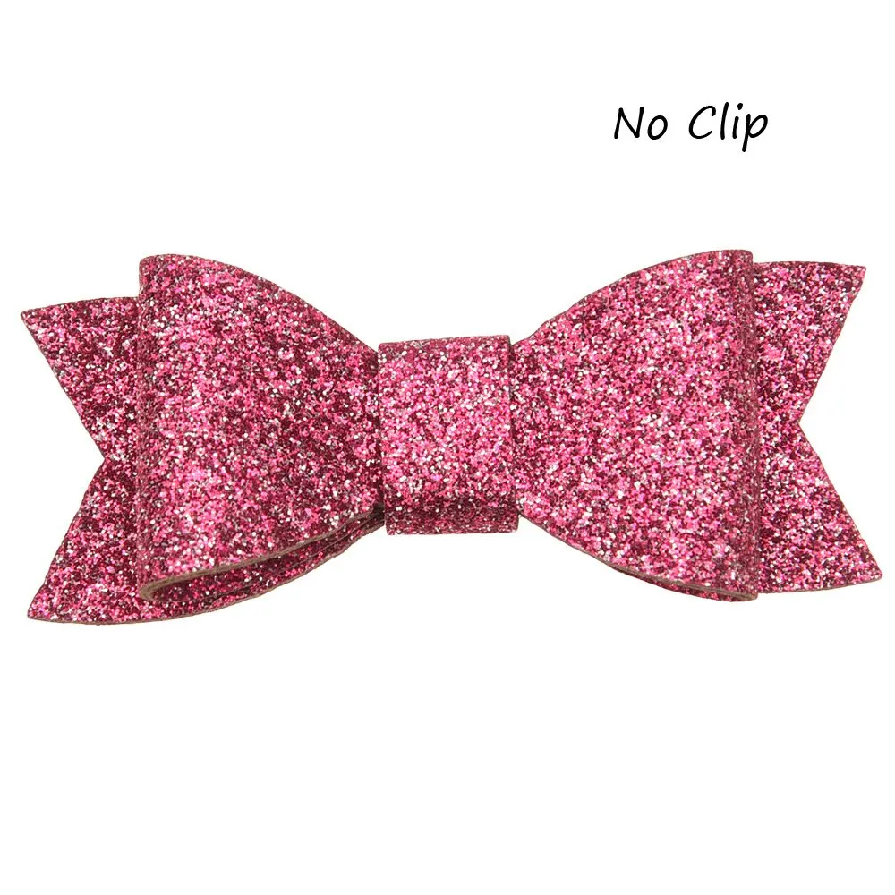 Hot Pink 8 шт. 2,5 дюймов Блестящий бант с блестками Ласточка Хвост бант без бант для волос, Бутик Аксессуары для волос DIY головной убор без заколки - Цвет: Hot Pink