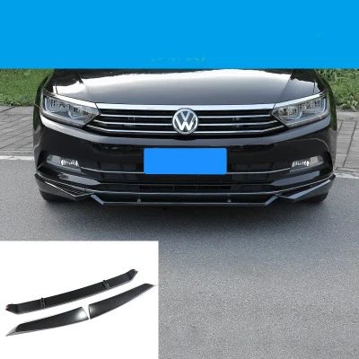 Черный ABS яркий черный Передний бампер передний спойлер для Passat B8 автомобильный Стайлинг Европейская версия - Цвет: Черный