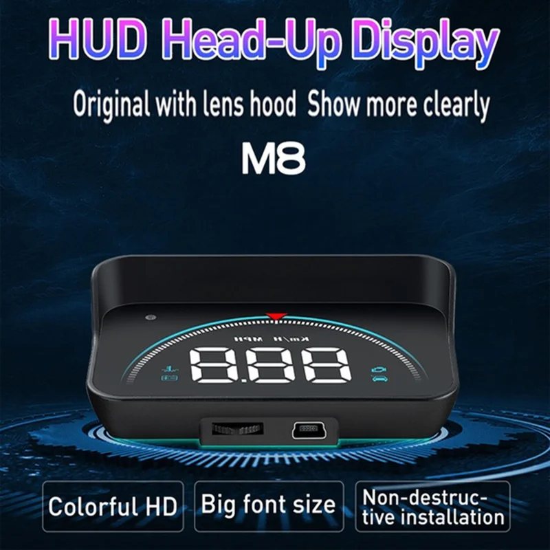 M8 автомобильный Hud OBD2 GPS дисплей со спидометром лобовое стекло проектор система