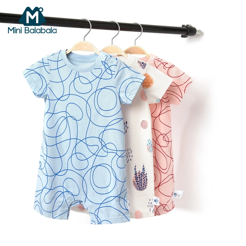 Мини Balabala Babys 100% мягкий хлопковый комбинезон с принтом открытым плечом для