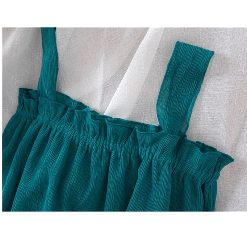 Летняя Дамская Блузка 2020 Корейская шифоновая блузка на бретельках белая рубашка