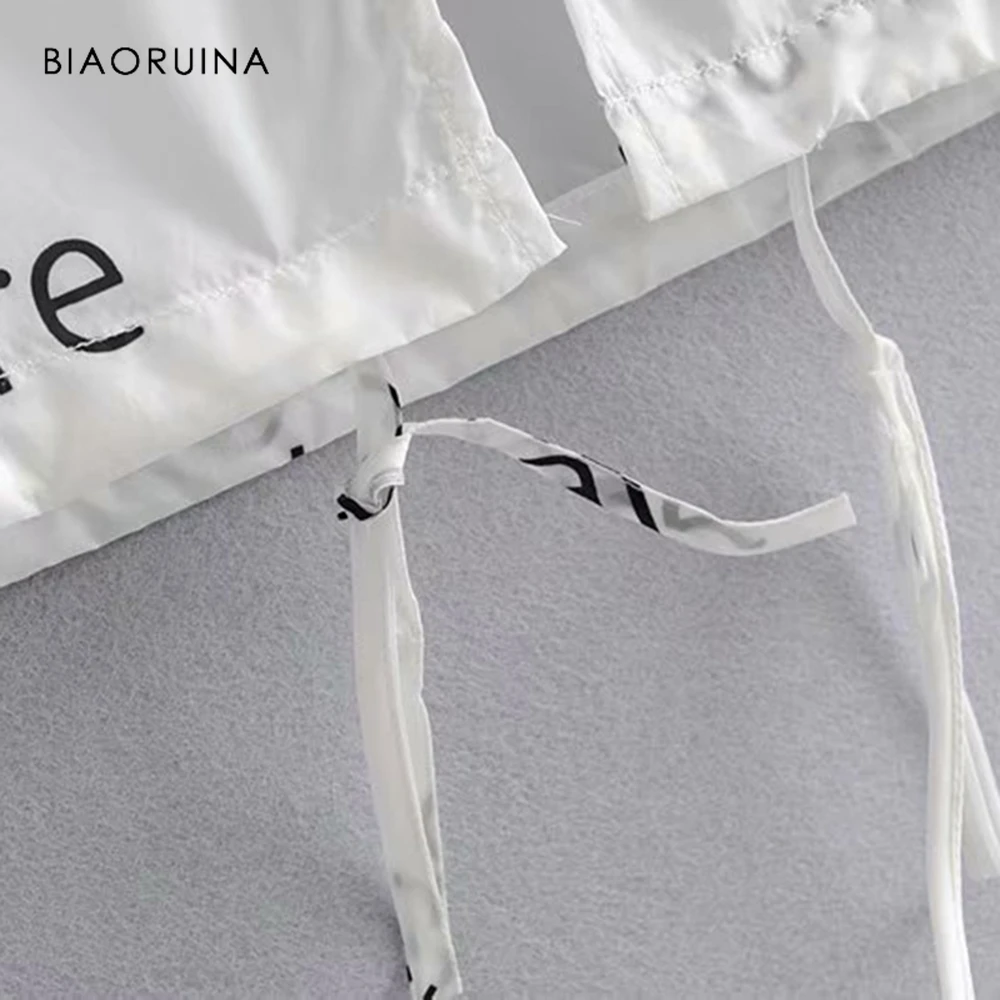 BIAORUINA, Женский Повседневный длинный Тренч с буквенным принтом, женская мода, Солнцезащитная уличная одежда с капюшоном, женская Свободная верхняя одежда, пальто