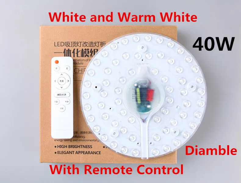 Remote 40W Сменный светодиодный светильник с дистанционным управлением для потолка, три цвета, 24 Вт/32 Вт/40 Вт, 185 В-240 в, с магнитом, светодиодный светильник, замена s - Испускаемый цвет: Remote 40W