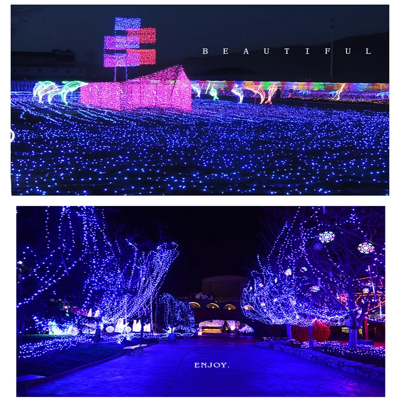 10 м 100led Фиолетовый Белый Красочные наружные Звездные огни струны Рождество