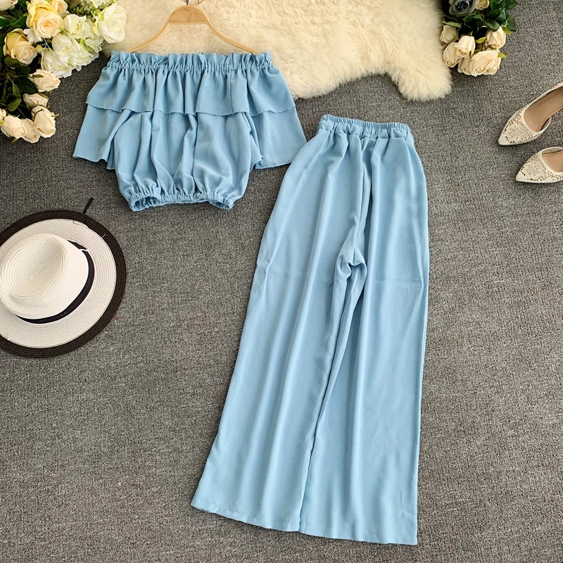 2019 Новый Модный женский комплект из двух предметов с вырезом лодочкой