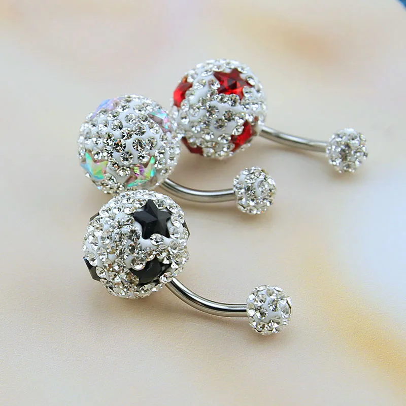 Горячие сексуальные женские/женские пирсинг пупка ювелирные изделия Bling Star Кристалл пупка Пирсинг Кольца Хирургическая сталь пупка кольца