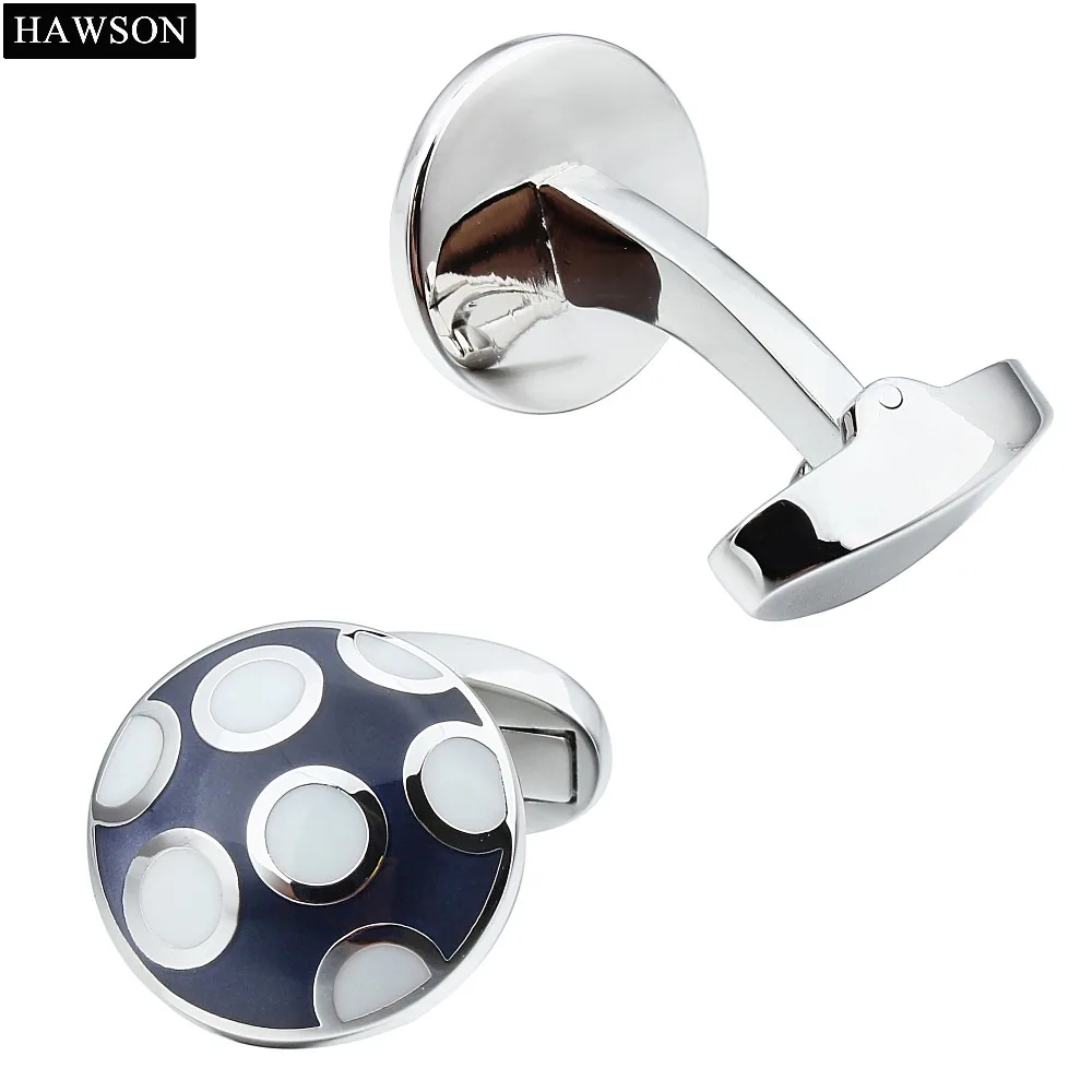 Мужские круглые запонки HAWSON разноцветные с эмалью и гравировкой | Украшения