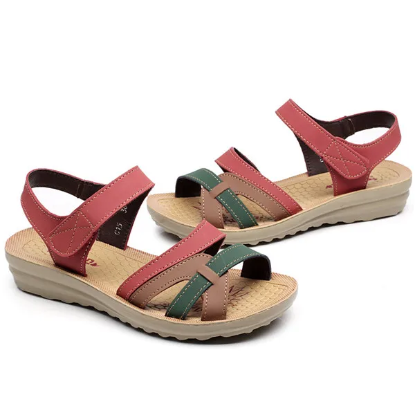 B-Sandals/Женская обувь; летние плоские сандалии женские сандалии на липучке; обувь; коллекция года; модная кожаная обувь; Sandalias Mujer
