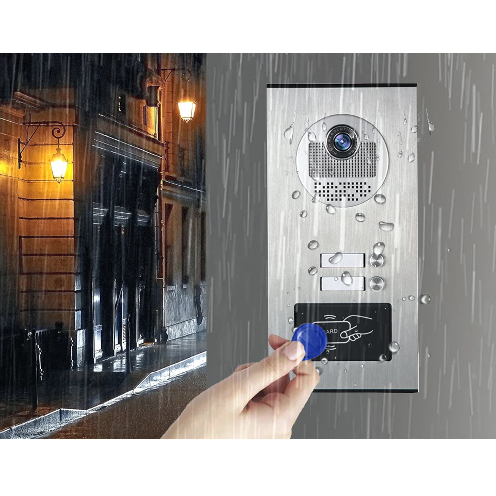 Video Intercom Entry System Wired 7 Inch Door Phone Kits for 2 Unit Apartment Support Monitor RFID Keyfob Unlock | Безопасность и