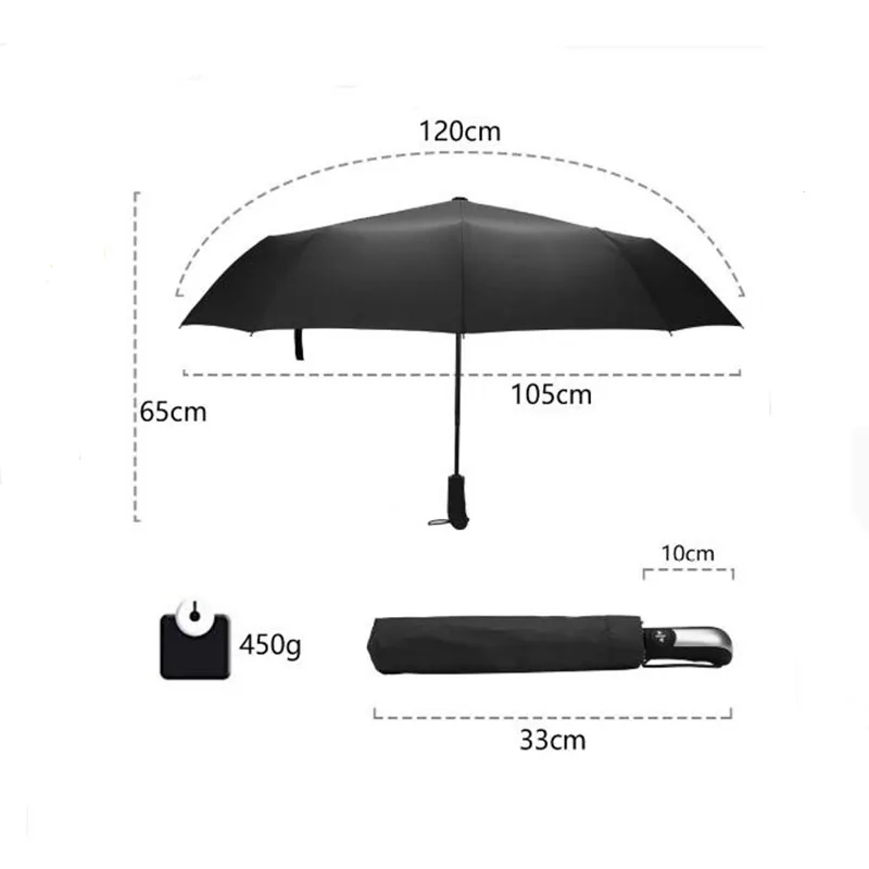 Windproof tri-fold umbrella automatic ladies car luxury windproof men's frame 10k | Дом и сад