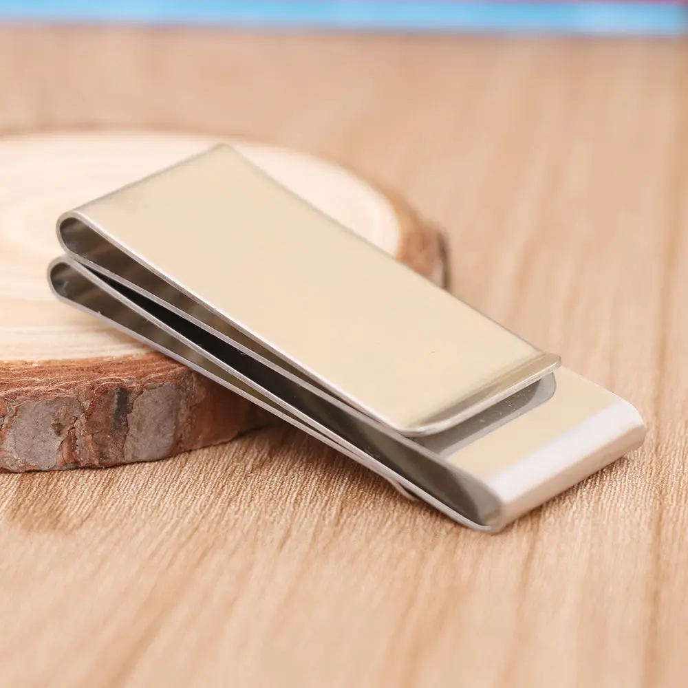 

Stainless Steel Silver Color Slim Money Clip Purse Wallet Credit Card ID Holder