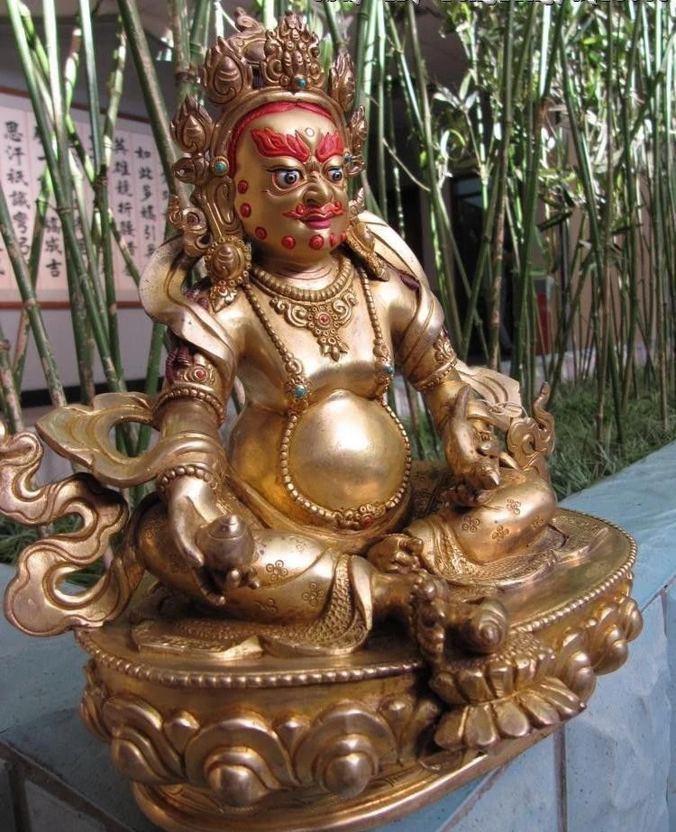 Tibet 100% Pure Copper bronze 24K Gold gild Yellow Jambhala Buddha Statue | Дом и сад