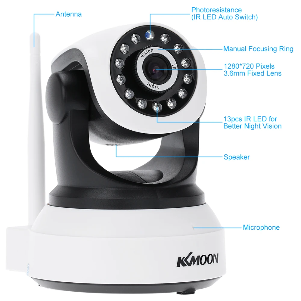 KKmoon®720P Мегапиксельная Беспроводная Wi Fi панорама наклон Сеть IP облачная камера