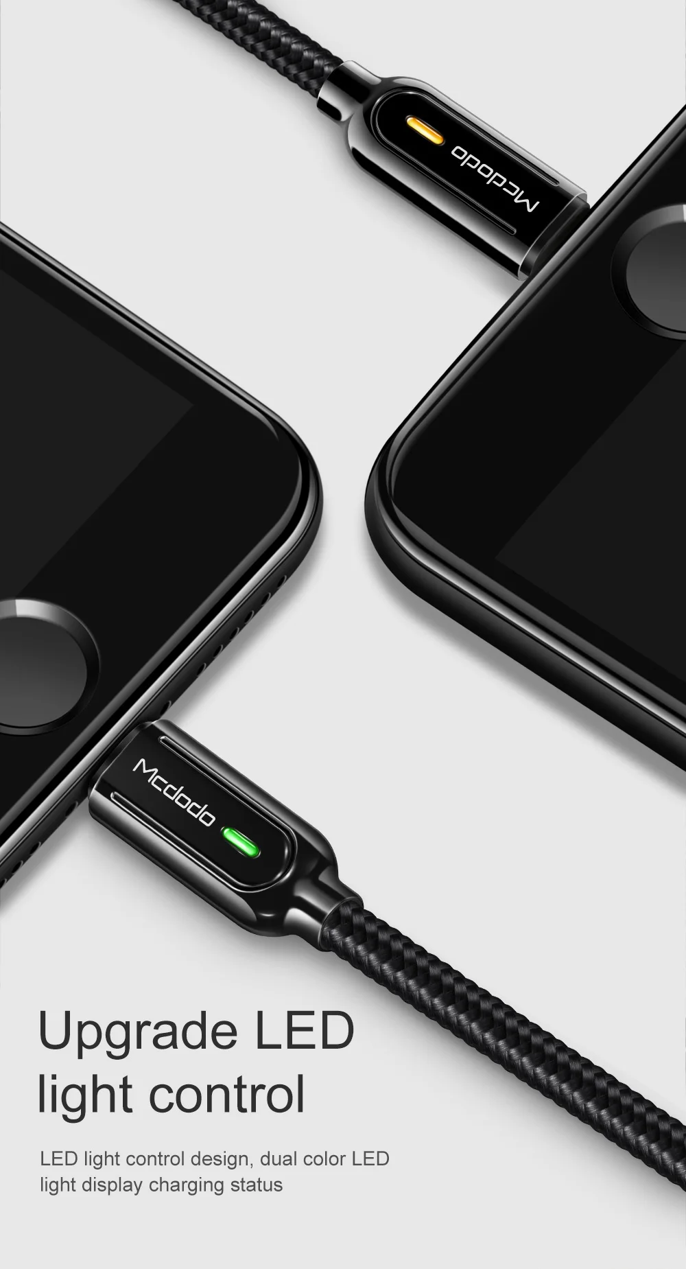 Mcdodo USB зарядный кабель светодиодный 2A для iPhone X XR XS Max 8 7 6s Plus кабель Lightning Быстрая зарядка данных Авто отсоединить кабель