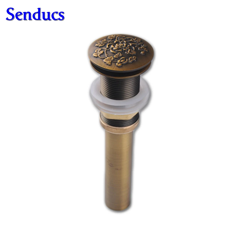 Бесплатная доставка винтажный античный Слив для раковины с твердым латунным