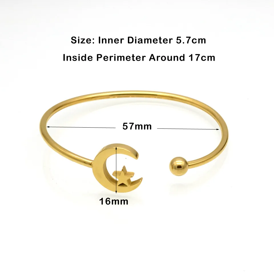 Браслеты манжеты женские из нержавеющей стали под золото с Луной и звездами|star cuff