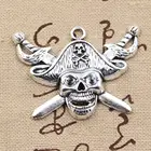 5 шт. подвески, пиратский череп и крест, мечи 45x34 мм, подвеска под старину, искусственный серебряный цвет, DIY браслет ожерелье