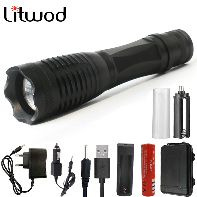 Litwod Z20 светодиодный тактический фонарь XML T6 масштабируемый 4000 люмен 18650 или AAA