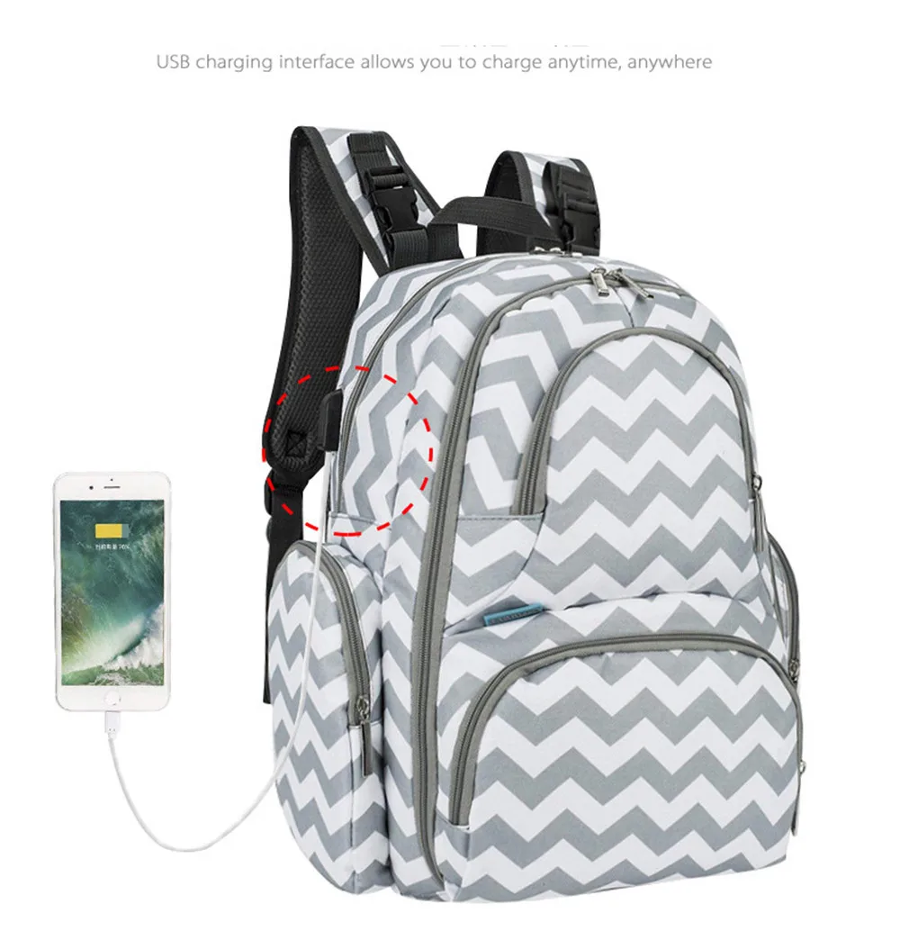 Водостойкие детские сумки с интерфейсом USB Mummy Maternity подгузник сумка большой дорожный рюкзак дизайнерская сумка для кормления для мамы/папы