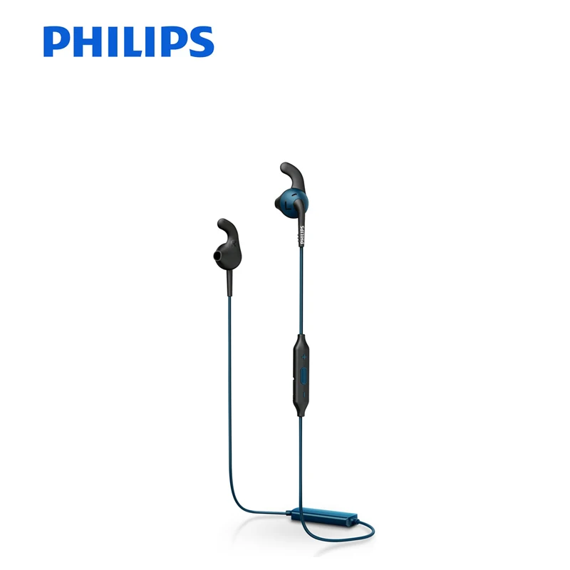 Blue Philips SHQ6500 Оригинальные Bluetooth наушники-вкладыши Беспроводные спортивные водонепроницаемые провода Управление гарнитура с микрофоном для samsung - Цвет: Blue