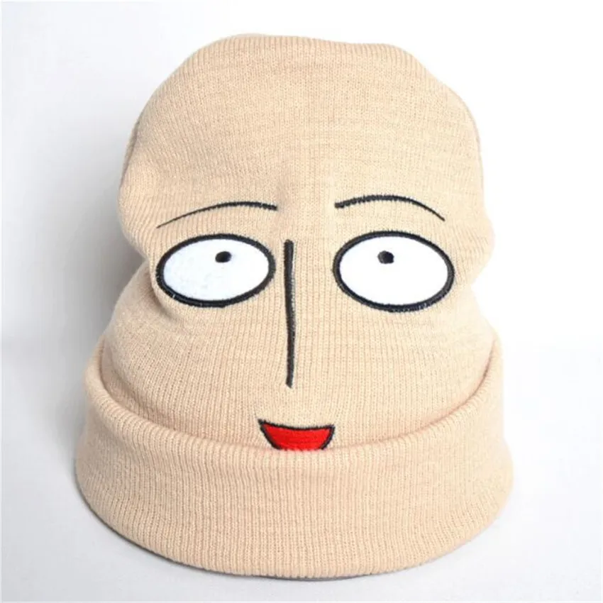 Бежевый Аниме ONE PUNCH-MAN, костюмы для косплея, аксессуары, шапка, саитама, нечаянное выражение, вязаная шапка, шапка - Цвет: Бежевый
