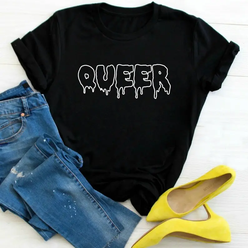 Женская футболка с принтом Queer lgbtq повседневная хлопковая хипстерская забавная