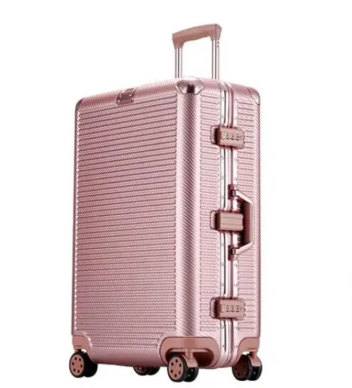 gold pink CARRYLOVE 2" 24" 2" 29" алюминиевая рама Скалка багажа Спиннер жесткий Дорожный чемодан на колесиках - Цвет: gold pink