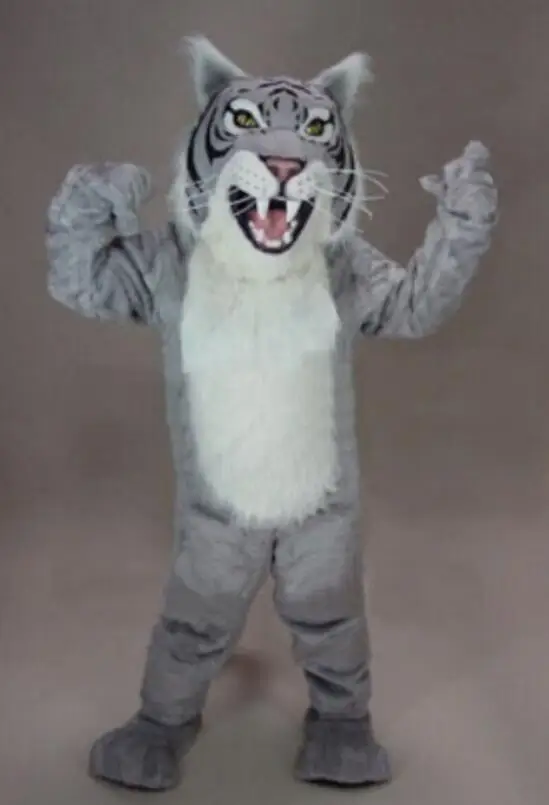 Серый Wildcat Кошка Талисмана Ева мультфильм взрослый размер животных для Хэллоуин