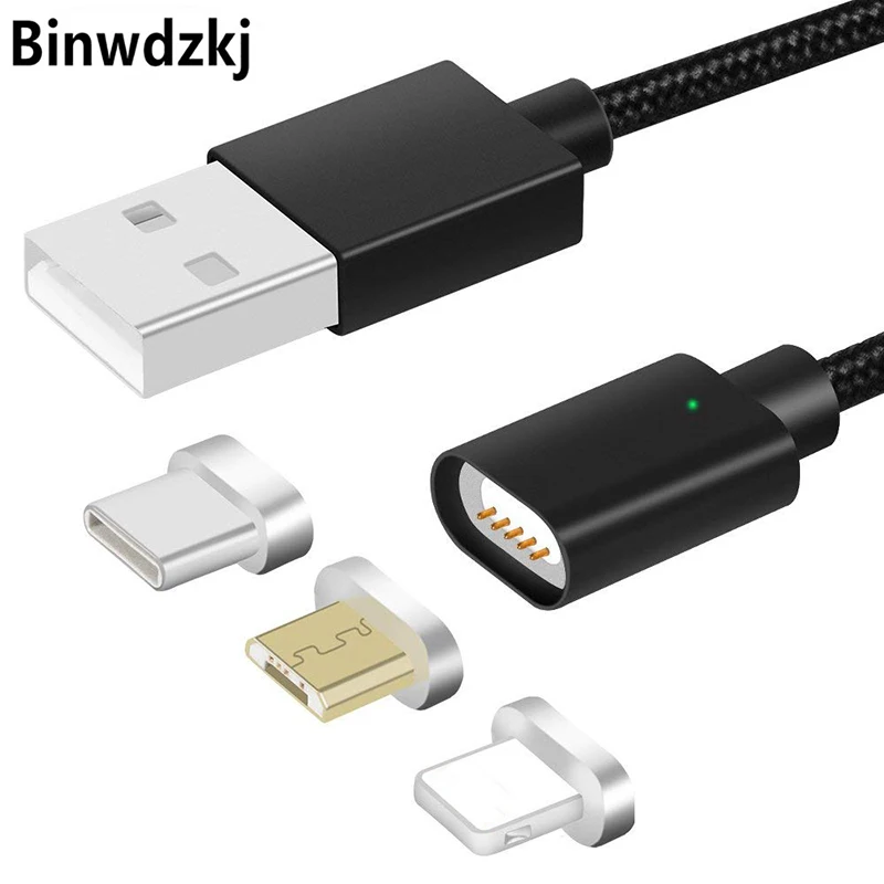 Магнитный кабель Micro USB/Type C/IOS 3 в 1 адаптер для быстрой зарядки USB Type C магнитное