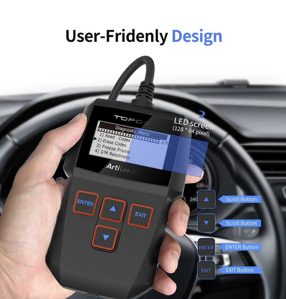 Автомобильный диагностический инструмент TOPDON arilskino 200, автоматический OBDII OBD2 сканер, механический Автосканер для OBD 2 II автомобиля X431 Creader 3001