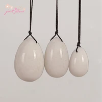 birth ball 3 pcs drilled white jade yoni egg pelvic kegel exercise tightening vaginal muscle ben wa jade eggs for women