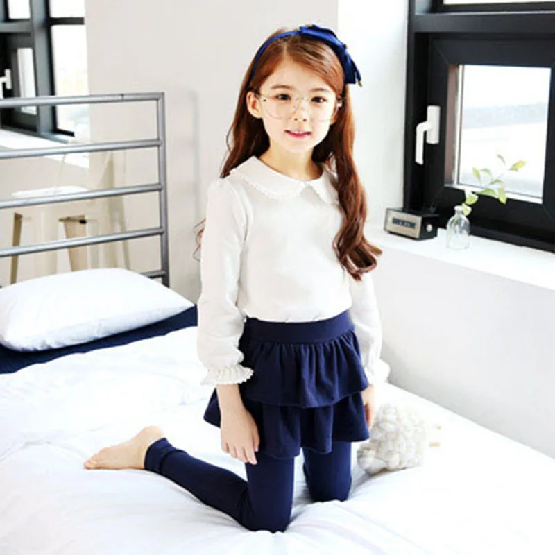 От 2 до 8 лет дети девочки теплый милый торт брюки леггинсы с рюшами Брюки юбкой