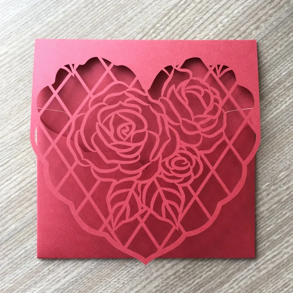 

35pcs/lot Unique Purple Laser Cut Rose Invitation Card For Wedding Engagement Brithday Party Graduation