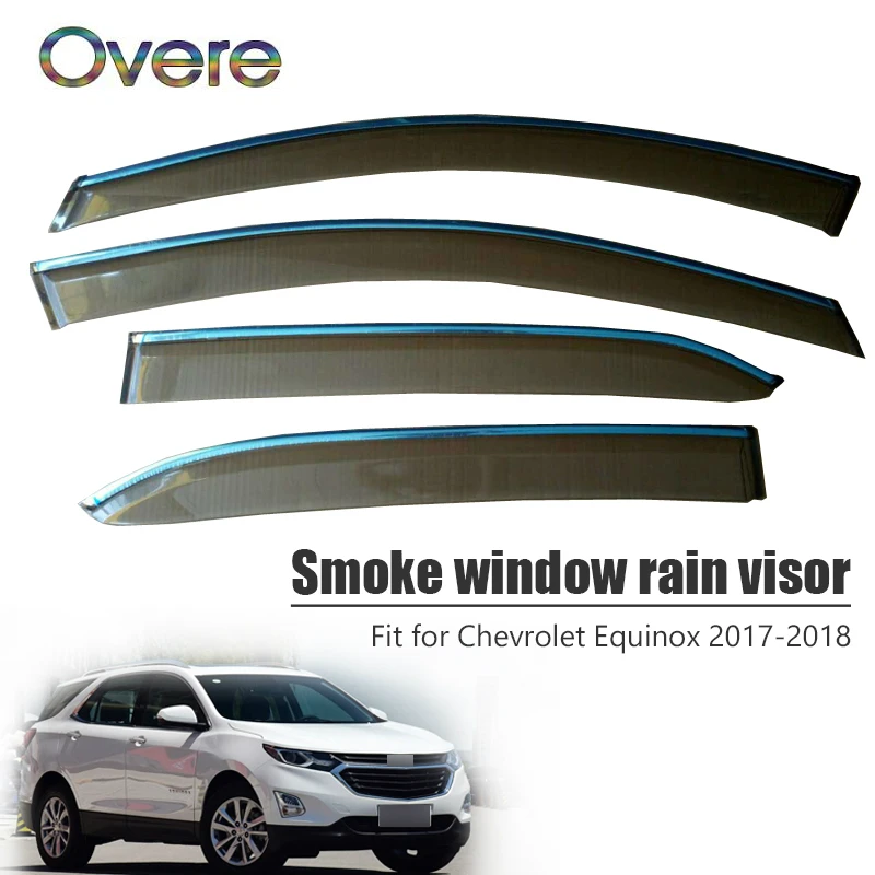 

Overe 4Pcs/1Set Smoke Window Rain Visor For Chevrolet Equinox 2017 2018 Car-styling ABS Awnings Shelters Guard Accessories