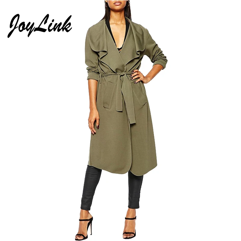 JoyLink Одежда С Длинным Рукавом Army Green Пальто Старинные отложным Воротником